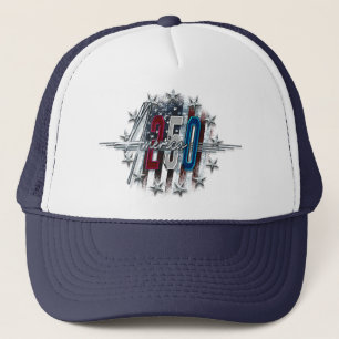 AMERICA 250 CLASSIC RETRO CHROME AMERICAN FLAG TRUCKER HAT