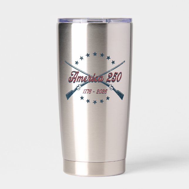 America 250 Crossed Rifles Patriotic 1776-2026 Insulated Tumbler (Front)