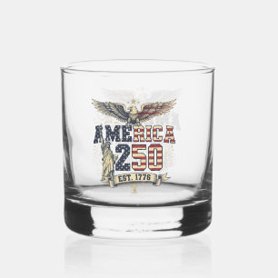America 250 Eagle & Liberty Patriotic Anniversary Whiskey Glass