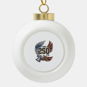 America 250 Eagle Wings 2026 Patriotic Design_1 Ceramic Ball Christmas Ornament