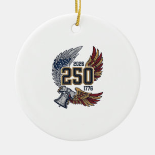 America 250 Eagle Wings 2026 Patriotic Design_1 Ceramic Tree Decoration