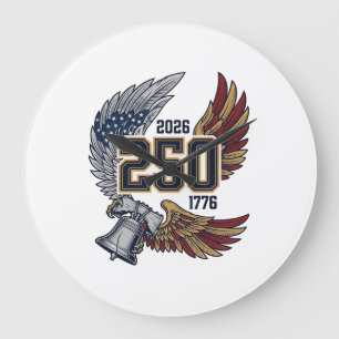 America 250 Eagle Wings 2026 Patriotic Design_1 Large Clock