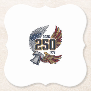 America 250 Eagle Wings 2026 Patriotic Design_1 Paper Coaster
