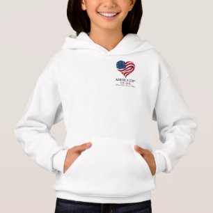 America 250 Flag Heart 1776-2026 Girls Hoodie