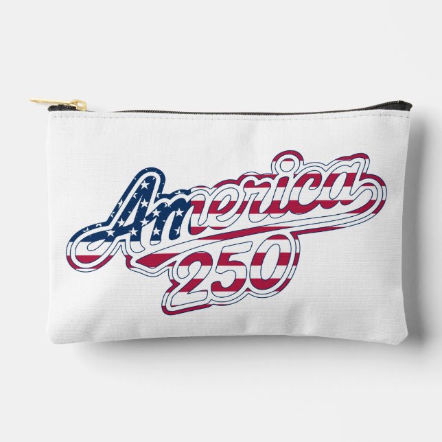 America 250 Flag Script Semiquincentennial Design Accessory Pouch (Front)
