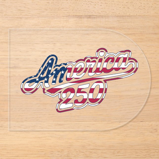 America 250 Flag Script Semiquincentennial Design Acrylic Invitations (Front)