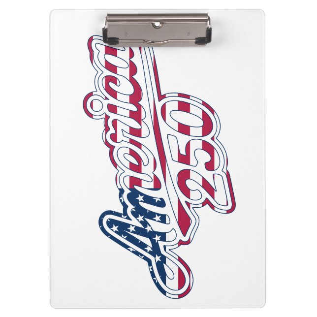 America 250 Flag Script Semiquincentennial Design Clipboard (Front)