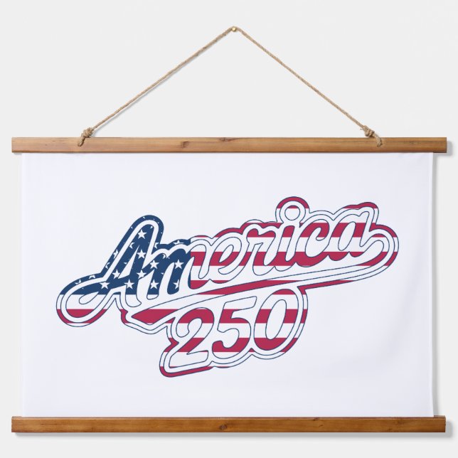 America 250 Flag Script Semiquincentennial Design Hanging Tapestry (Front)