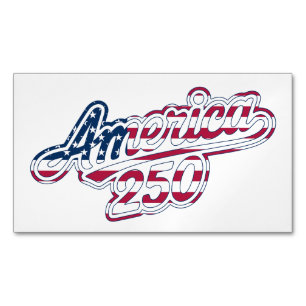 America 250 Flag Script Semiquincentennial Design Magnetic Business Card