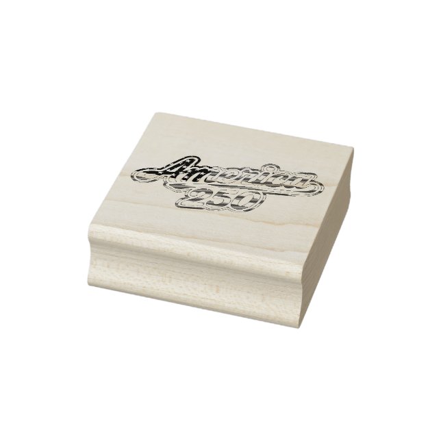 America 250 Flag Script Semiquincentennial Design Rubber Stamp (Stamp)