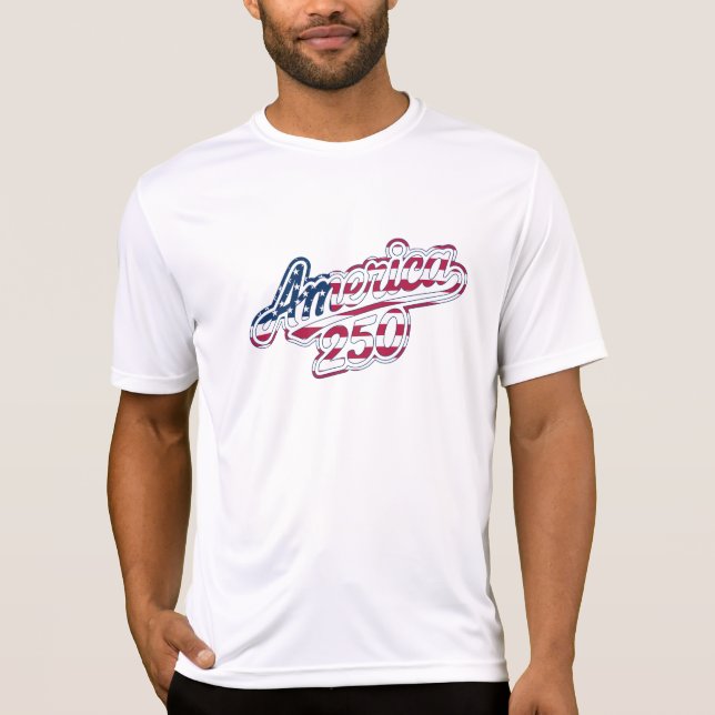 America 250 Flag Script Semiquincentennial Design T-Shirt (Front)