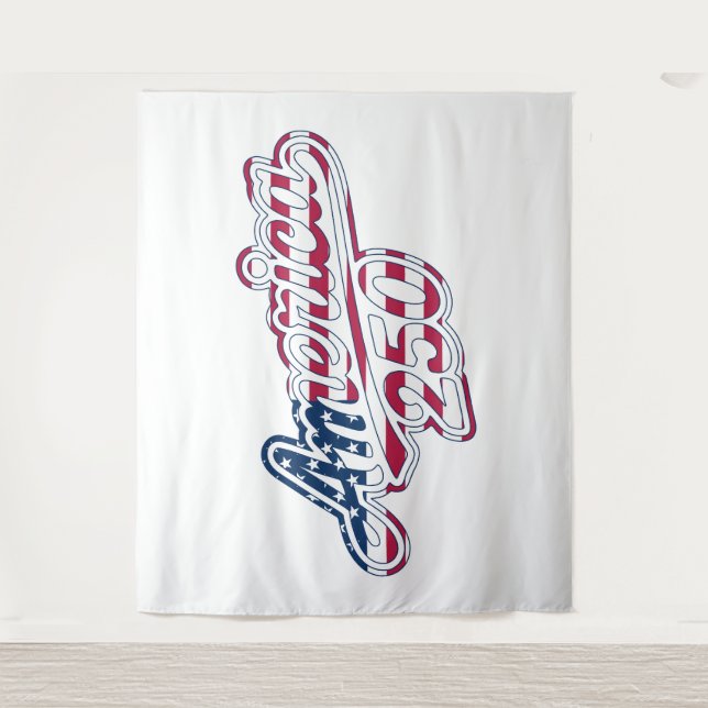 America 250 Flag Script Semiquincentennial Design Tapestry (Front)