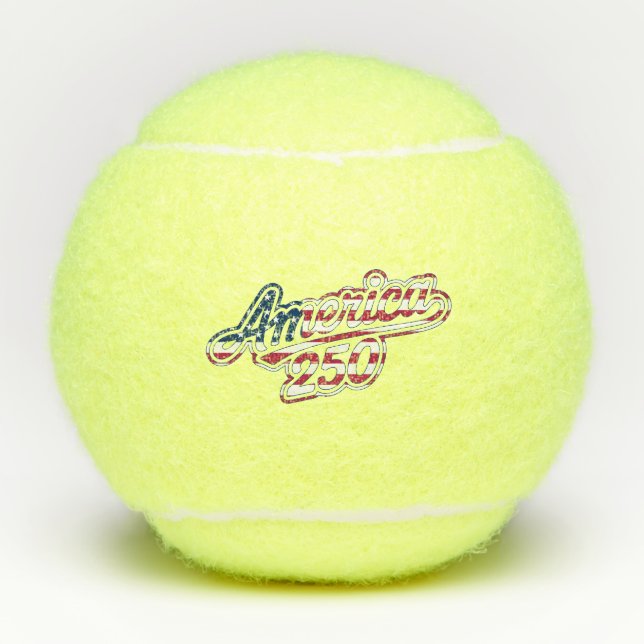 America 250 Flag Script Semiquincentennial Design Tennis Balls (Front)