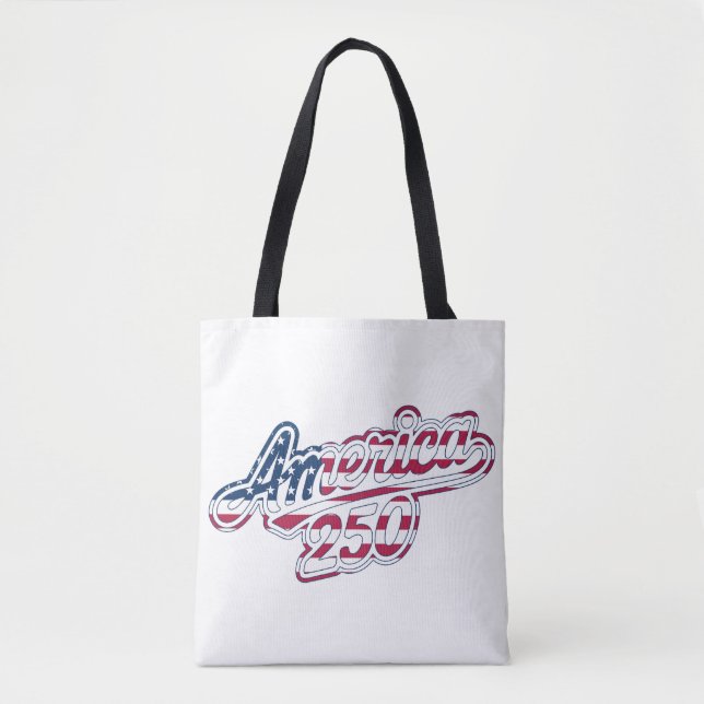America 250 Flag Script Semiquincentennial Design Tote Bag (Front)
