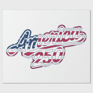 America 250 Flag Script Semiquincentennial Design Wrapping Paper