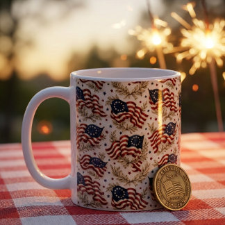 America 250 Heritage Flag Pattern Coffee Mug
