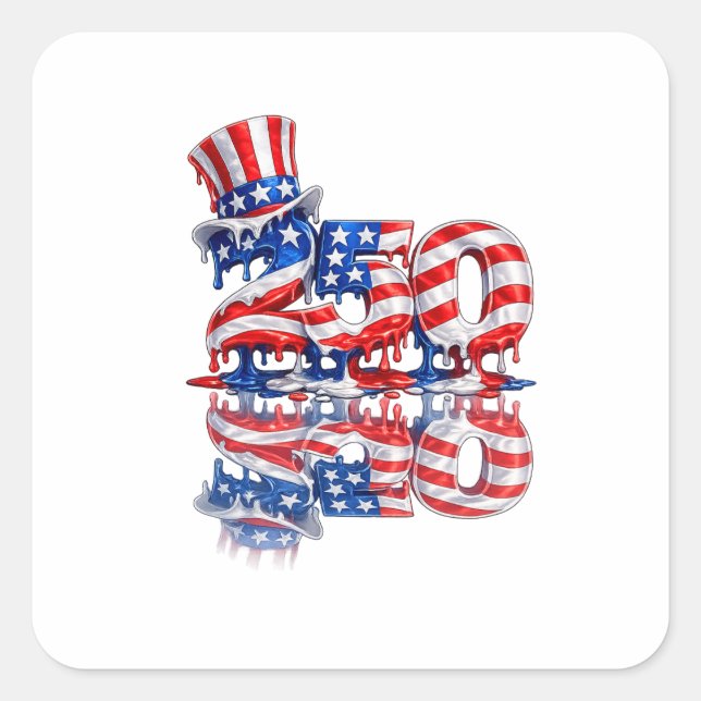 America 250 July 4th Key Chain Square Sticker (Front)