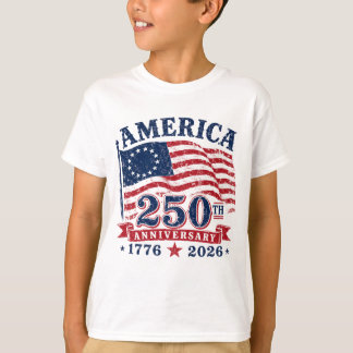 America 250 Kids T-Shirt Patriotic 1776-2026 Tee