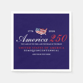 America 250 Land of Free Home Brave Patriotic Blue Napkin