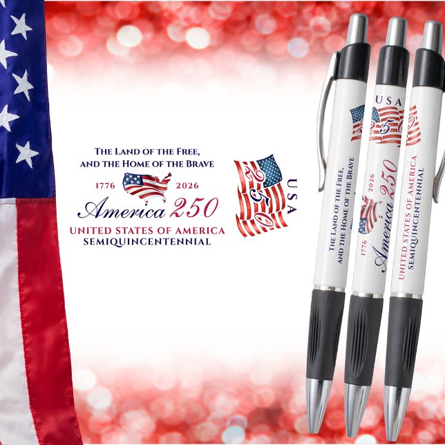 America 250 Land of Free Home Brave Red Patriotic (America 250 Land of Free Home Brave Red Patriotic American Flag Semiquincentennial Keepsake Pen)