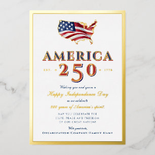 America 250 Map Semiquincentennial Patriotic Blue