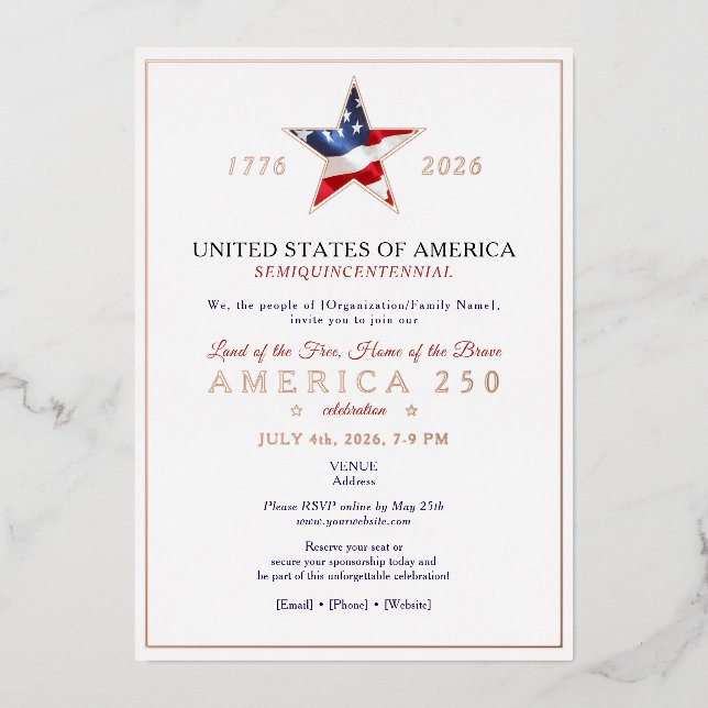 America 250 Patriotic Anniversary Fundraising Gala (Front)