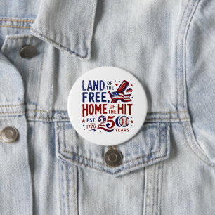 America 250   Patriotic Baseball July 2026 7.5 Cm Round Badge