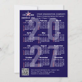 America 250 Patriotic Blue 2027 Calendar Card