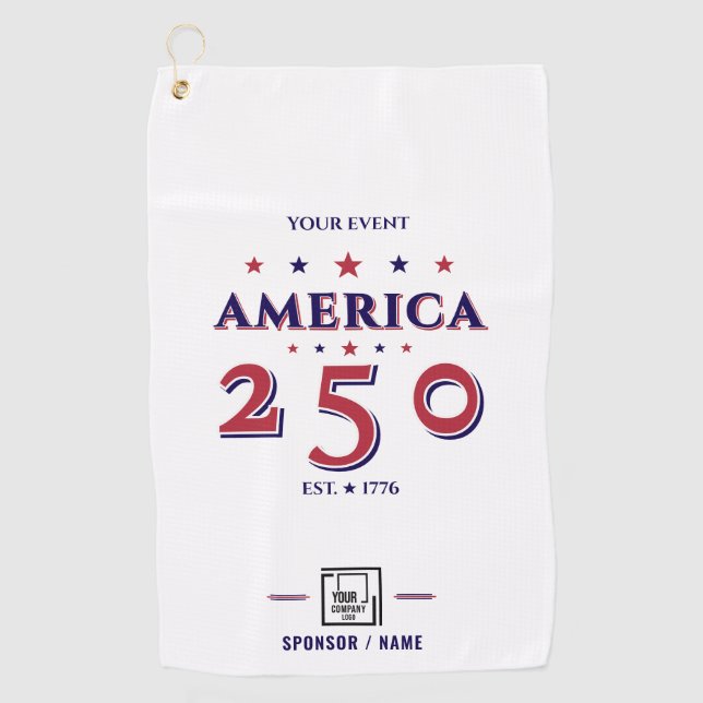 America 250 Patriotic Corporate Logo 2026 Golfer Golf Towel (Front)