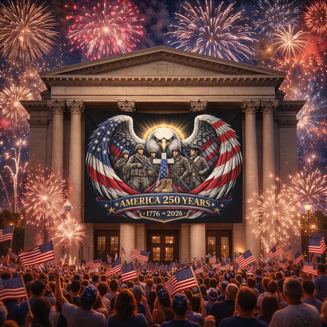 America 250 Patriotic Eagle and Military Tribute  Banner (Creator Uploaded)
