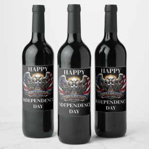 America 250 Patriotic Eagle and Military Tribute Wine Label
