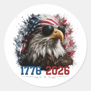 America 250 Patriotic Eagle Flag  1776–2026 Classic Round Sticker