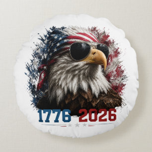 America 250 Patriotic Eagle Flag  1776–2026 Round Cushion