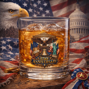 America 250 Patriotic Eagle & Liberty Tribute Whiskey Glass