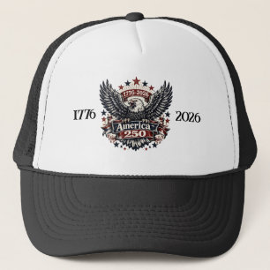America 250 Patriotic Eagle Trucker Hat 1776-2026 