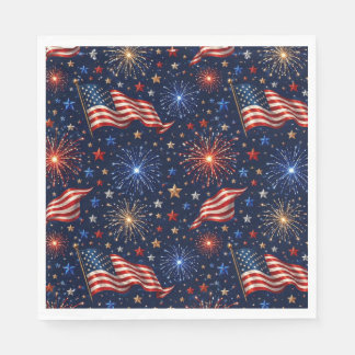 America 250 Patriotic Fireworks Flag Pattern Napkin