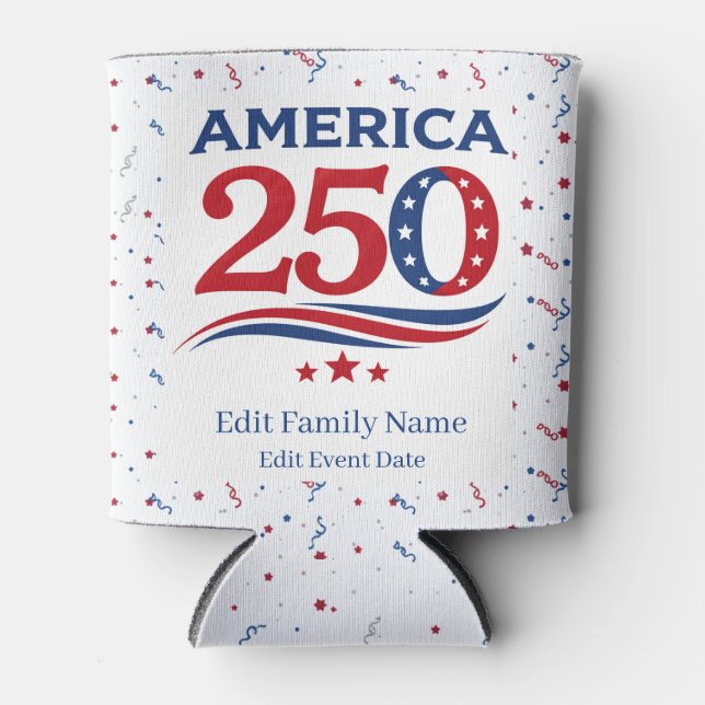 America 250: Personalized Family Reunion Party  Can Cooler (Front)