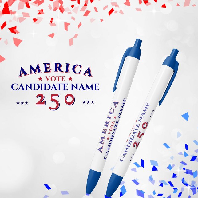 America 250 Political Election Campaign Candidate Black Ink Pen (America 250 Anniversary Political Election Campaign Candidate Blue Pen Keepsake Gift Donor Volunteer)