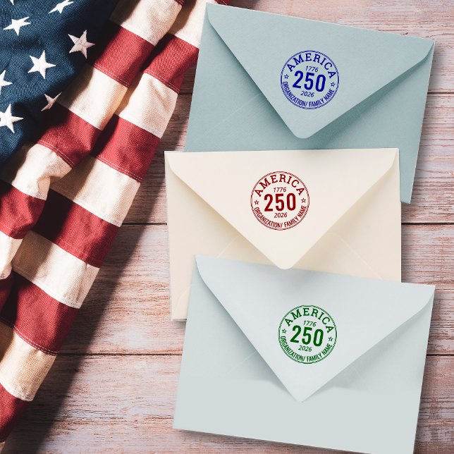 America 250 Round Family Organisation Business Rubber Stamp (America 250 Milestone Anniversary Family Organization Business Round Stamp Political Campaign )