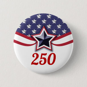 America 250 Stars Stripes Design 6 Cm Round Badge