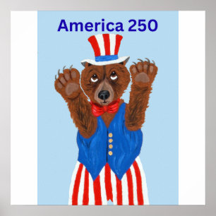 America 250 Uncle Sam Bear Poster