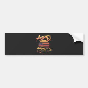 America 250 US Retro Sunset Bumper Sticker