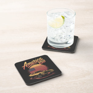 America 250 US Retro Sunset Coaster