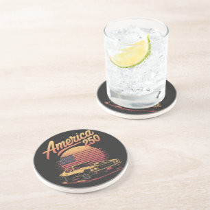 America 250 US Retro Sunset Coaster