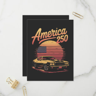 America 250 US Retro Sunset Invitation Postcard