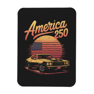 America 250 US Retro Sunset Magnet