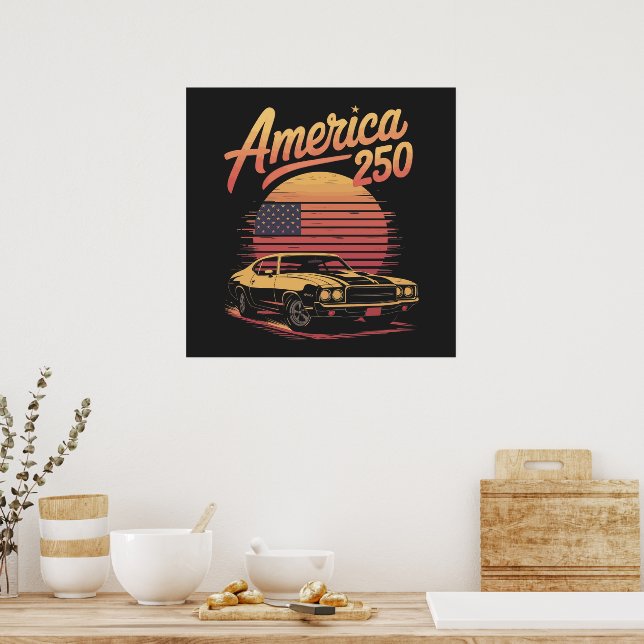 America 250 US Retro Sunset Poster (Kitchen)