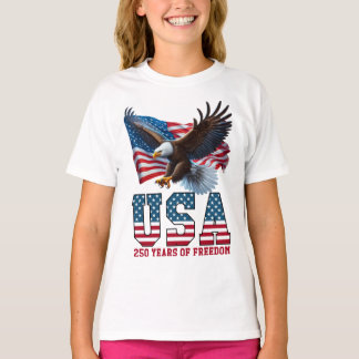 America 250 USA Flag Eagle Freedom Celebration T-Shirt