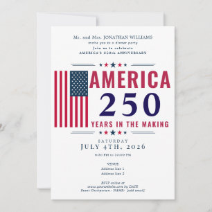 America 250 USA Flag Patriotic 4th of July Formal Invitation