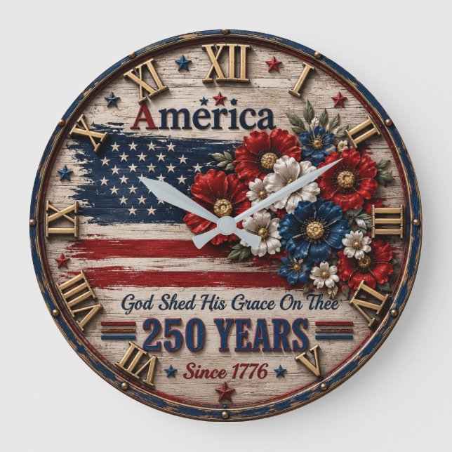 America 250 Years  1776 Anniversary Large Clock (Front)